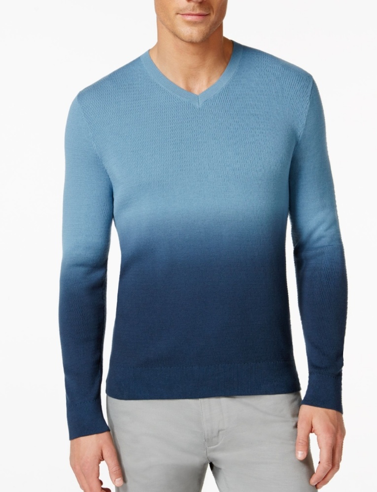 Vince Camuto Blue Ombre Men's Trim Fit Sweater M